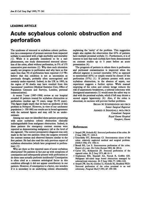 acute scybalous colonic obstruction  perforation