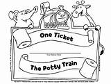 Ticket Potty Coloring Training Train Ride Got Ve sketch template