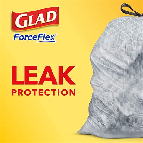 Glad Forceflex Grey Tall Kitchen Drawstring Trash Bag Unscented 13