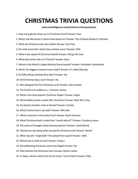 printable christmas trivia questions  answers prntbl