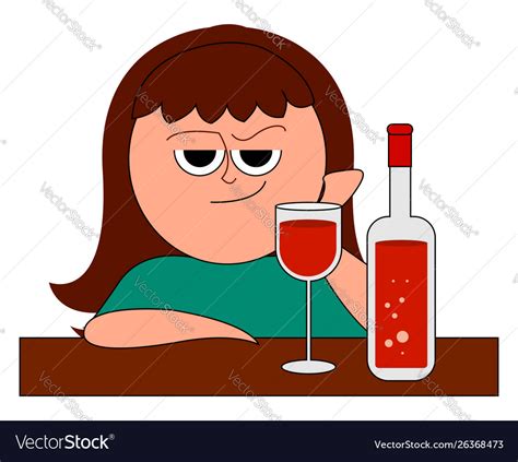 drunk girl drinking wine on white background vector image