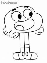 Gumball Coloring Pages Easy Amazing Cartoon Davemelillo Drawings Darwin Drawing Cute Spongebob Characters sketch template