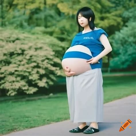 Candid Heavily Pregnant Japanese Girl Pendulous Belly Giant