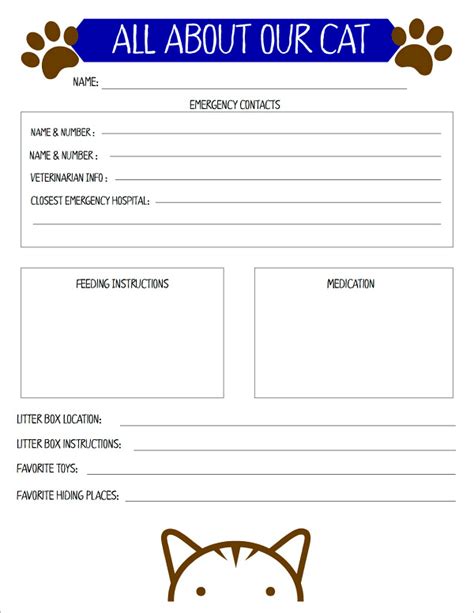 printable pet information sheet