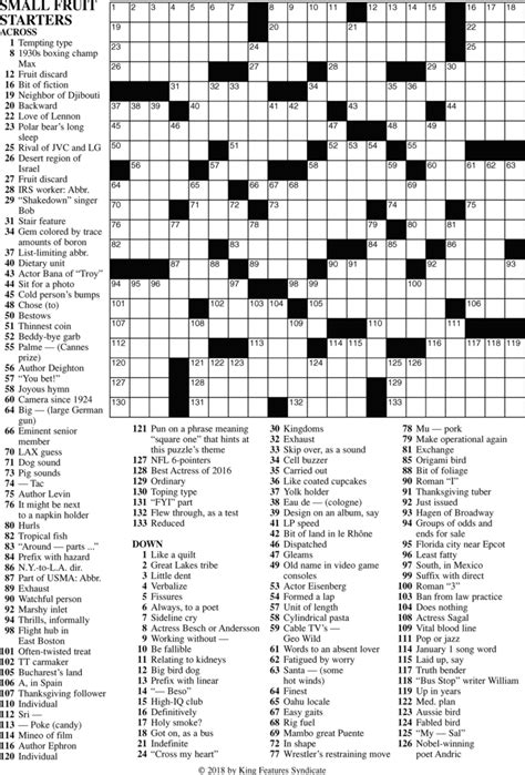 printable frank longo sunday crossword puzzles