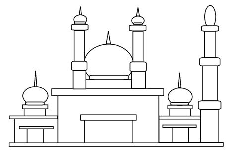 contoh  gambar mewarnai masjid  anak