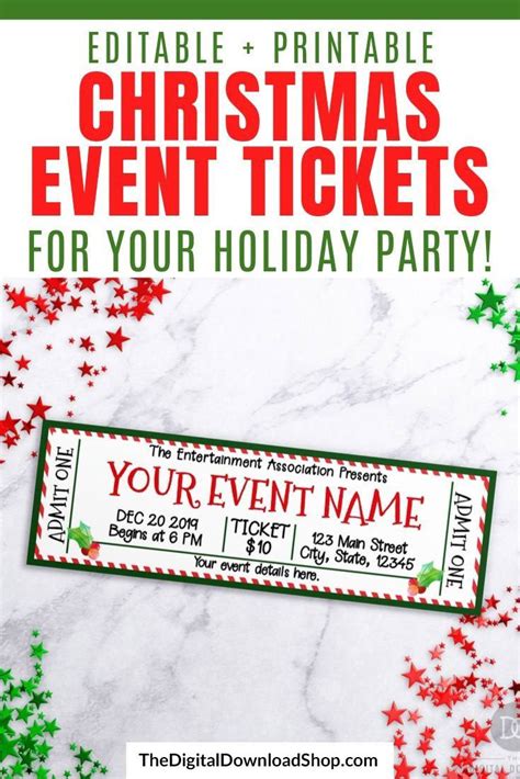 christmas event ticket template editable printable edit