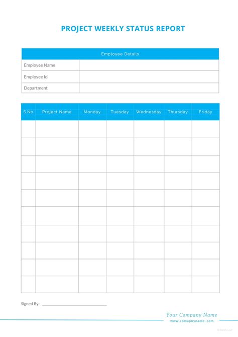 blank weekly project status report template  microsoft word templatenet