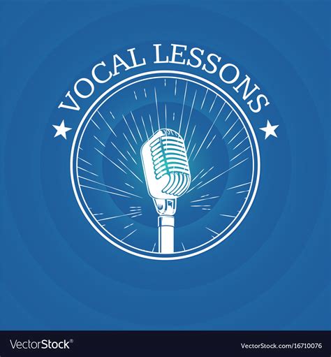 vocal lessons logo  retro microphone vector image