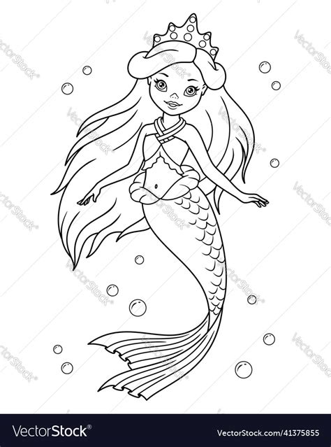 princess mermaid coloring page royalty  vector image