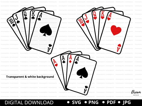 playing cards svg aces svg poker cards svg royal flush clip etsy