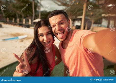 Handsome Smiling Couple Having Fun Together Stock Image Image Of