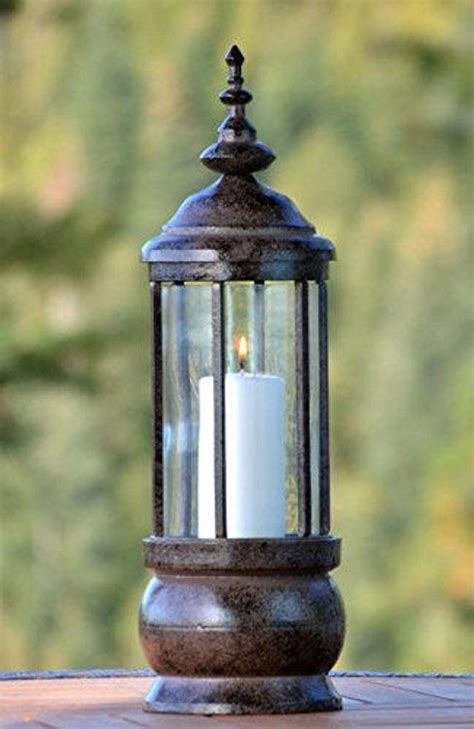 Decorative Hurricane Lantern Glass Candle Holder Cast Iron Candle