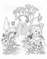 Garden Coloring Pages Adults Secret Adult Fantasy Book Children Printable Etsy sketch template