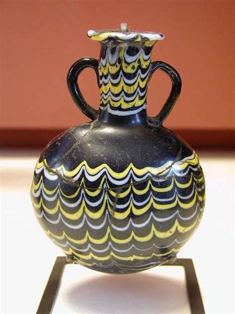 Egyptian Glass Jar Ptolemaic Or Roman Period With Fluted Mouth And