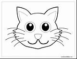 Cat Face Coloring Drawing Pages Printable Template Simple Templates Fluffy Hat Outline Cats Blank Sketch Kids Colorine Color Drawings Getdrawings sketch template