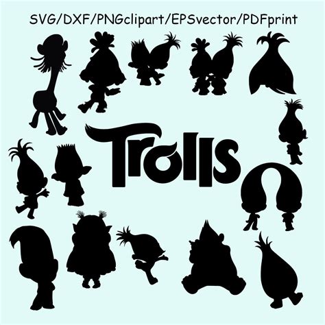 trolls svg bundle troll svg trolls silhouettes troll