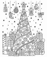 Christmas Coloring Tree Contest Line Decorations Adults Drawing Gifts Snow Children Book Illustrations Ccoloring Vector Doodle Pattern Editorial Entertainment Arts sketch template