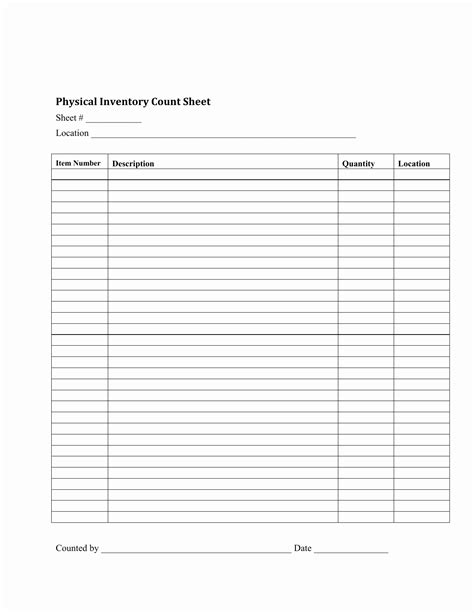 physical inventory count sheet excel excel templates