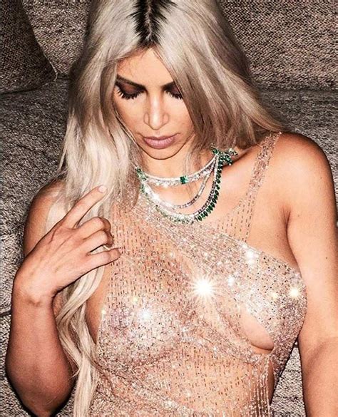 Kim Kardashian Showed Her Tits In See Through Top For