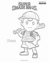 Smash Coloring Ness Super Brothers Bros Pages sketch template