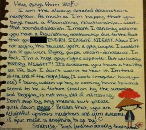 Fed Up Neighbours Complaint Letters About Loud Sex Prove Humour Is The