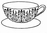 Drawing Teacup Cup Tea Vintage Line Cups Getdrawings Coloring Drawings sketch template