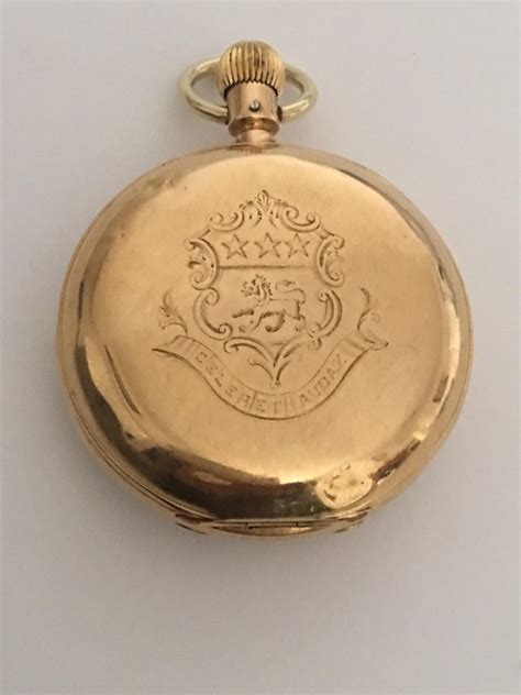 antique 18 karat gold t r russel s keyless lever 52mm chronograph