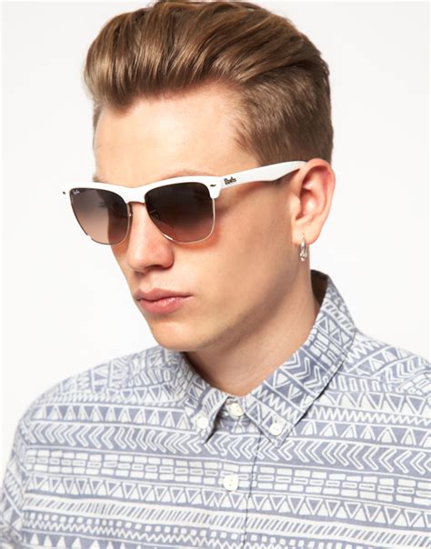 lyst ray ban clubmaster sunglasses in white for men