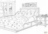 Coloring Bedroom Colouring Bed Pages Clipart Printable Interior Provence Style Template Drawing Room Dining sketch template