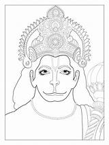 Coloring Hanuman Pages India Hindu Bollywood Shiva Inca Gods Indian God Adults Drawing Print Chest Monkey Elephant Printable Divine Adult sketch template
