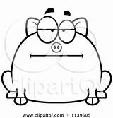 Pig Clipart Chubby Bored Cartoon Cory Thoman Vector Outlined Coloring Surprised Goofy Royalty Sad Depressed Clipartof Protected Collc0121 sketch template