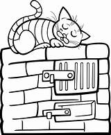 Coloring Cat Cartoon Vector Drawing Stove Premium Tabby Oven Sleeping Pages Getdrawings Easy Template sketch template