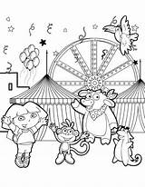 Dora Coloring Pages Friends Circus Amusement Park Printables Doratheexplorertvshow sketch template