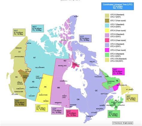 canada time zones map