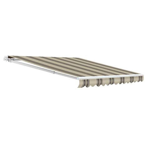nuimage awnings   wide    projection striped open slope patio awning  lowescom