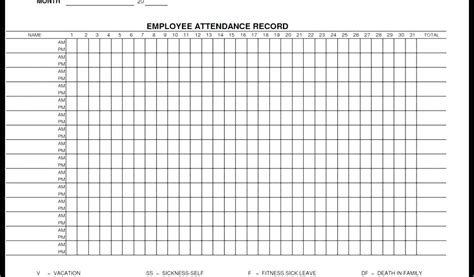 attendance tracker  calendar printable