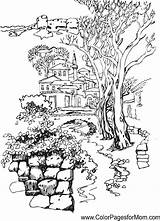 Coloring Landscape Pages Adults Landscapes Adult Drawing Pencil Detailed Color Tree Pdf Printable Print Nature Books Drawings Colouring Colorpagesformom Getdrawings sketch template