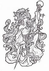 Coloring Pages Drawing Harley Davidson Princess Deviantart Adult Outline Mucha Alphonse Quinn Fairy Lineart Nouveau Luna Adults Sheets Vector Printable sketch template
