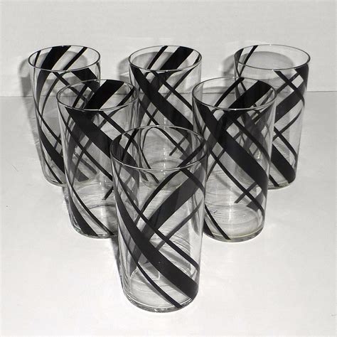 set of 6 art deco black striped drinking glasses from bejewelled on