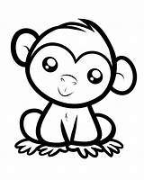 Colorear Monos Singe Monkeys Coloriages Singes Print Très Sencillos Monito Enfants Album Langur sketch template