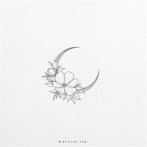 Crescent Moon And Wild Flowers Sold Bunami Ink в 2021 г Тату с