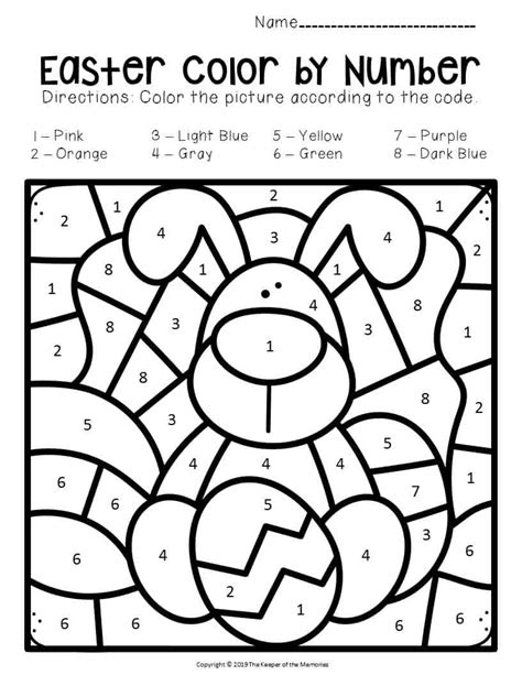 easter color  number printable