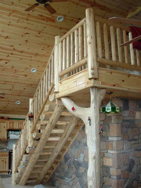 log railings  stairs cedar  pine log railing systems
