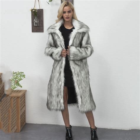 women faux fur coat winter thick warm fluffy long fox fur coats fashion lapel shaggy