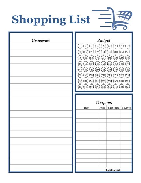 shopping list template dark blue  printable  templateroller