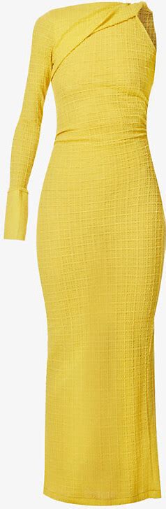 Camilla And Marc Womens Golden Amber Cypress Cut Out Wool Blend Midi