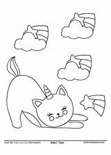 Cat Coloring Playful Cartoon Activity Worksheet Letter sketch template