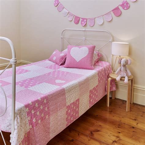lucy girls pink patchwork single coverlet bedcover set sale lovely linen