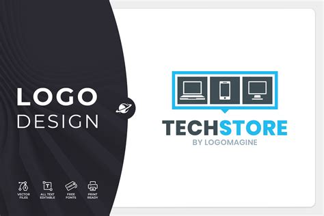 tech store logo template creative market